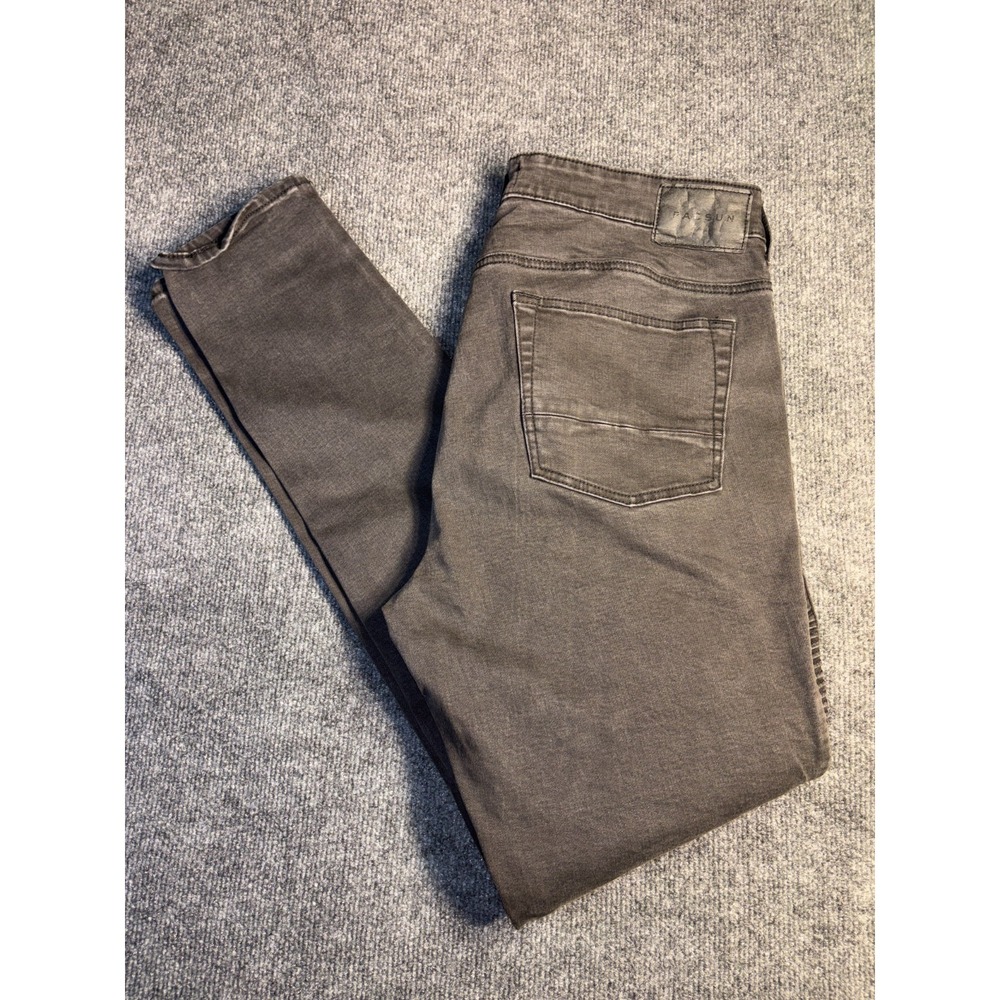 PacSun Stacked Skinny Jeans Men's 36x32 Gray Denim Active Stretch Ribbed Knee
